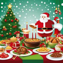 Christmas Pictures clipart - festive holiday dinner  vector clipart