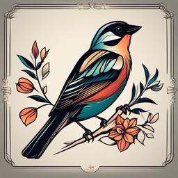 sparrow bird tattoo designs  minimalist color tattoo, vector