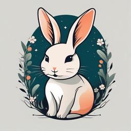 little bunny tattoo  minimalist color tattoo, vector