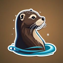 Otter Sticker - A playful otter swimming in water, ,vector color sticker art,minimal