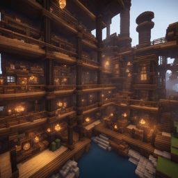 steampunk-inspired factory with towering smokestacks - minecraft house design ideas minecraft block style
