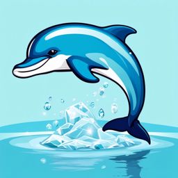 Cute Dolphin in a Crystal Clear Lagoon  clipart, simple