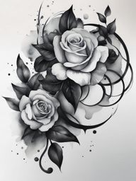 watercolor tattoo black and white design 