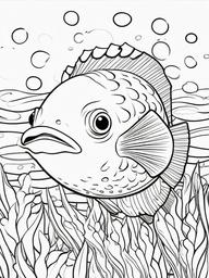 Pufferfish Coloring Page - Inflating Sea Creature  black outline printable coloring page