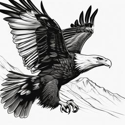 drawing of an eagle hunting  minimal rough sketch scribbles,doodles,black and white