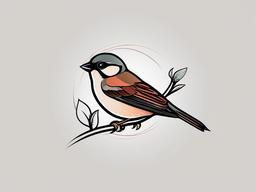 sparrow tattoo fine line  minimalist color tattoo, vector