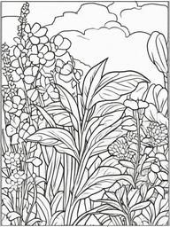 Plant Coloring Pages - Plant in a garden  simple coloring pages