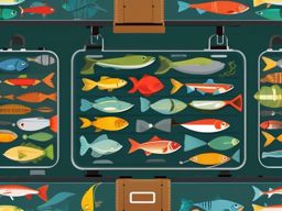 Fishing Tackle Box Clipart - A fishing tackle box with various lures and baits.  color vector clipart, minimal style