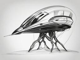 drawing of alien technology  minimal rough sketch scribbles,doodles,black and white