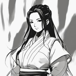 drawing of Nezuko Kamado anime  minimal rough sketch scribbles,doodles,black and white