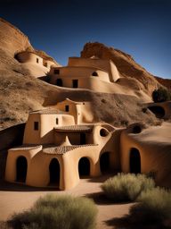 enigmatic guadix cave dwellings - illustrate the enigma of guadix's cave dwellings, where homes are carved into the earth, blending with the landscape. 