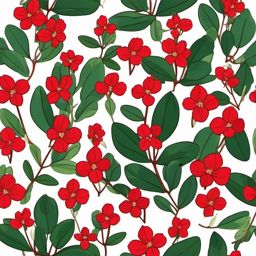 Alpine Bearberry Clip Art - Bearberry leaves and tiny flowers in the alpine zone,  color vector clipart, minimal style