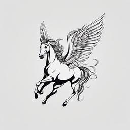 simple pegasus tattoo  simple tattoo,minimalist,white background