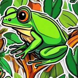 Tree Frog Sticker - A vibrant tree frog with bulging eyes, ,vector color sticker art,minimal