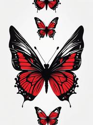 red and black butterfly tattoo  simple color tattoo, minimal, white background