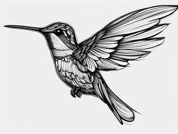 drawing of a hummingbird with bright feathers  minimal rough sketch scribbles,doodles,black and white