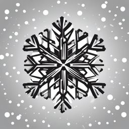 Snowflake black and white in a snowstorm clipart  simple, 2d flat