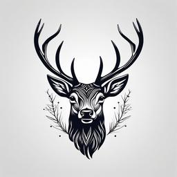 Stag Tattoo - Symbol of strength, renewal, and independence  minimal tattoo design,white background