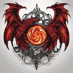 fire and blood tattoo  simple color tattoo,white background