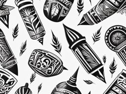 Tribal-style bullet design. Cultural fusion with modern weaponry.  minimalist black white tattoo style