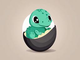 Cute clipart - baby dinosaur hatching from an egg  color,minimalist,vector clipart