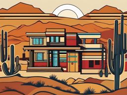 Pueblo Revival Sticker - Embrace the Southwestern charm with the earthy and Pueblo Revival sticker, , sticker vector art, minimalist design