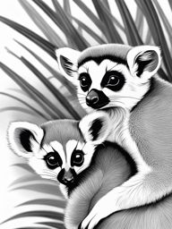 ring-tailed lemurs cute animals coloring page 