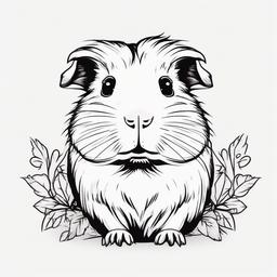 Guinea Pig cartoon minimal, white background  ,tattoo design, white background