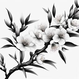 Black and White Japanese Cherry Blossom Tattoo - Black and white Japanese cherry blossom tattoo.  simple color tattoo,white background,minimal