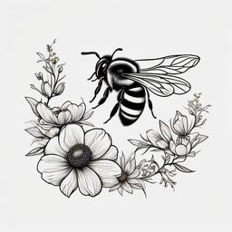 Honey Pot and Bee Tattoo - Celebrate the sweetness of honey with a honey pot and bee tattoo, capturing the essence of bees' essential role in honey production.  simple tattoo,minimalist,white background