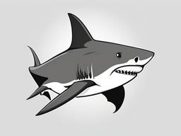 Shark cartoon  minimal, white background