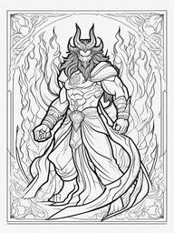 Ifrit Coloring Pages - Fiery and Powerful Demon Spirit  minimal black outline printable sheet, coloring page