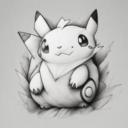 pencil drawing of pokemon  minimal rough sketch scribbles,doodles,black and white