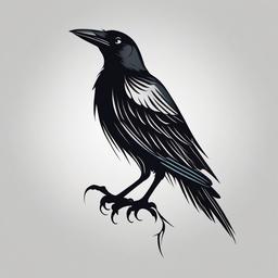 minimalist crow tattoo  simple vector color tattoo