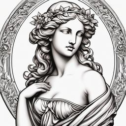 Aphrodite Statue Tattoo - Immortalize the beauty of classical art with a tattoo featuring a representation of Aphrodite in statue form.  simple color tattoo design,white background