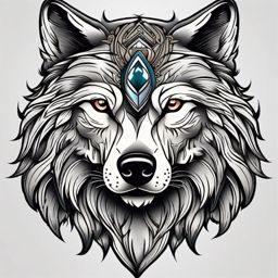 Traditional Wolf Head Tattoo,classic tattoo, wolf's head rendered in timeless style, paying tribute to loyalty and honor. , color tattoo design, white clean background