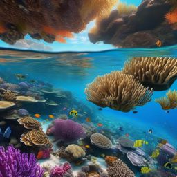 Great Barrier Reef Landscape - A Great Barrier Reef landscape with vibrant coral reefs and marine life  8k, hyper realistic, cinematic