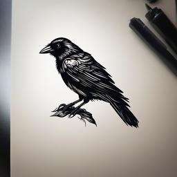 tiny crow tattoo  simple vector color tattoo