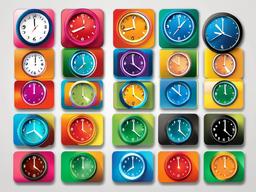 Clock clipart - clock with colorful hands and numbers  