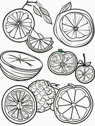 Fruit Coloring Pages - Orange with a section cut out  simple coloring pages