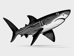 drawing of Stripey shark  minimal rough sketch scribbles,doodles,black and white