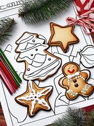 Christmas Cookie Coloring Page  outling,coloring pages,black and whit