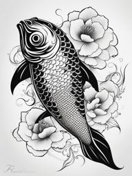 koi fish tattoo design black and white 