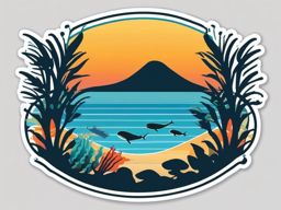 Monterey Bay Aquarium sticker- Renowned aquarium on the California coast, , sticker vector art, minimalist design