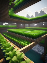 hydroponic urban farm in a sprawling cityscape - minecraft house design ideas 