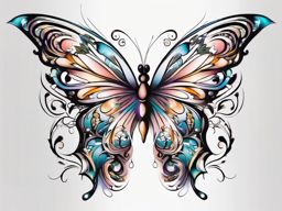 butterfly fairy tattoo designs  simple color tattoo style,white background