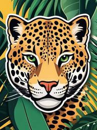 Jaguar cartoon - powerful jungle cat with spots  cartoon sticker style