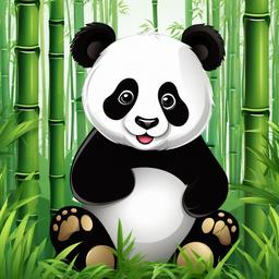 Panda clipart - panda in a bamboo forest  clipart