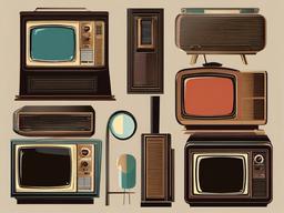 TV clipart - vintage television set  vector clipart