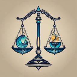 libra and pisces combined tattoo  simple vector color tattoo